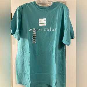 WaterColor Florida T-Shirt Tee Beaches Vacation Medium 100% Cotton Teal New NWT